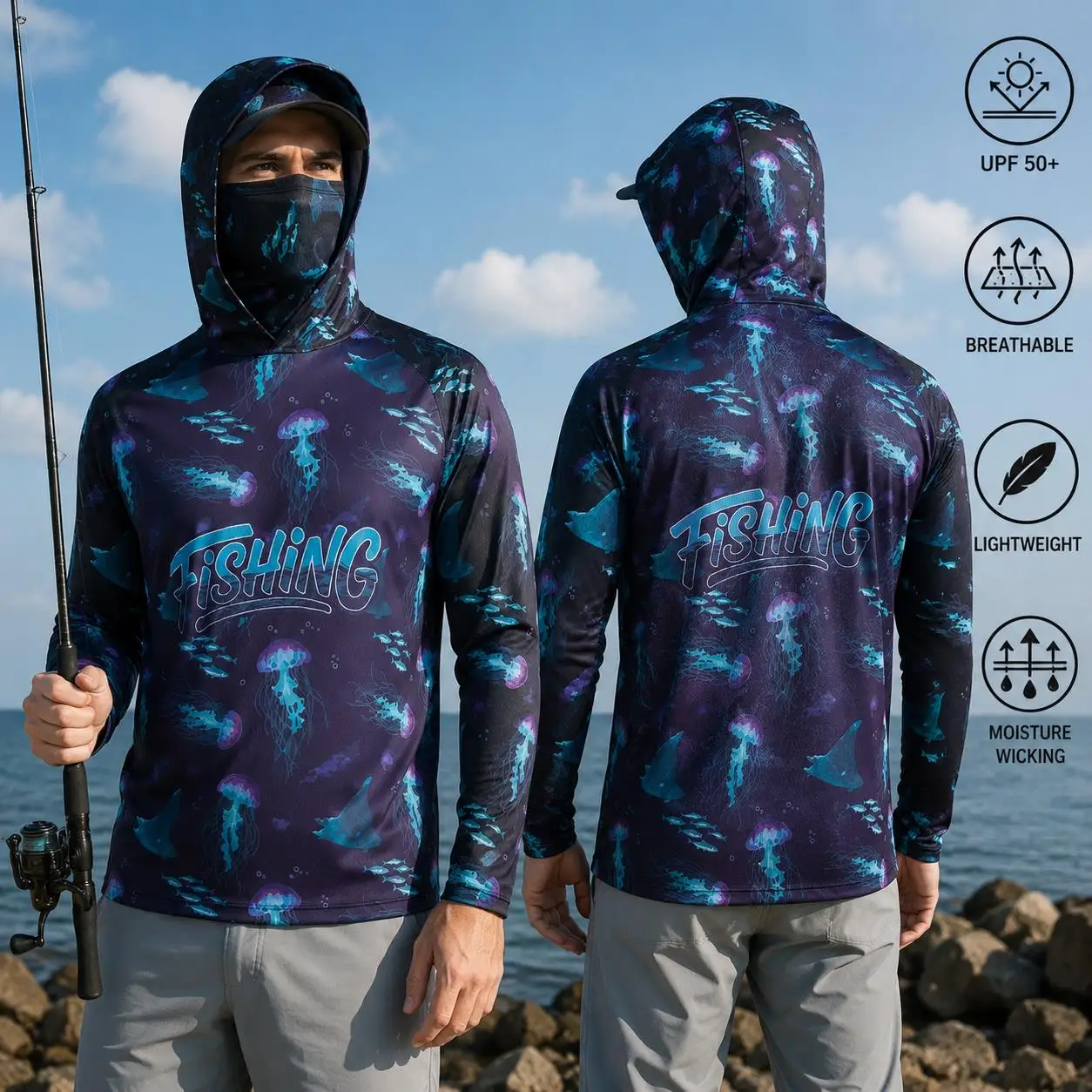 Camisa de pesca con capucha pa - Fishing Mask Sun Protection reseña y precio